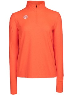 Indian Maharadja Women Half Zip Long Sleeve (Neon Coral)