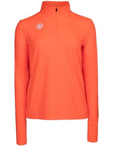 Indian Maharadja Women Half Zip Long Sleeve (Neon Coral)