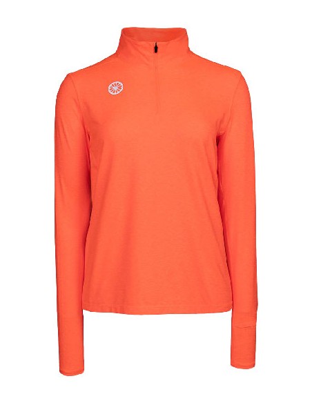 Indian Maharadja Women Half Zip Long Sleeve (Neon Coral)