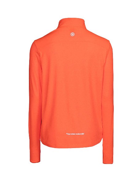 Indian Maharadja Women Half Zip Long Sleeve (Neon Coral)