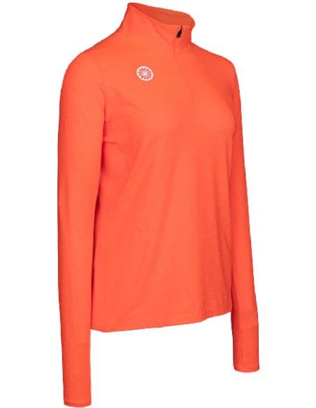 Indian Maharadja Women Half Zip Long Sleeve (Neon Coral)