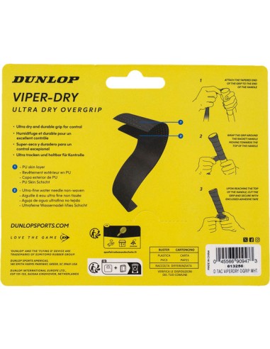 Dunlop ATP D Tac Viper-Dry overgrip wit 3 Pack